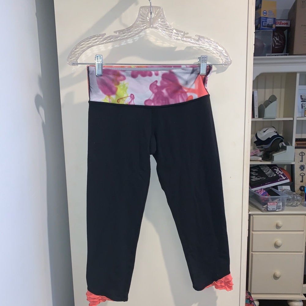 Lulu lemon capris Unicorn tears ruffle leggings